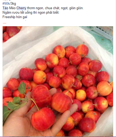 T&aacute;o cherry được giao b&aacute;n tr&ecirc;n mạng x&atilde; hội