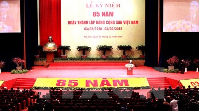 To&agrave;n cảnh Lễ kỷ niệm 85 năm ng&agrave;y th&agrave;nh lập Đảng Cộng sản Việt Nam được tổ chức ng&agrave;y 2/2 tại H&agrave; Nội