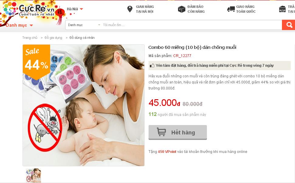 Miếng d&aacute;n bị thu hồi được quảng c&aacute;o an to&agrave;n cho trẻ sơ sinh ở Việt Nam