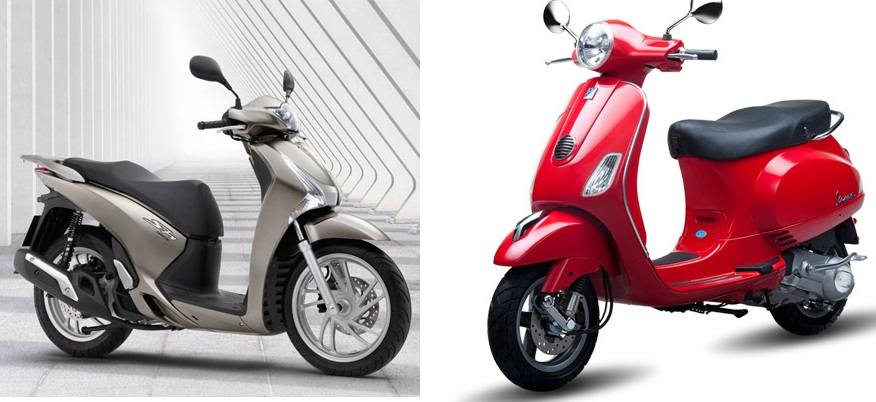 So s&aacute;nh hai chiếc xe tay ga sang chảnh nhất Honda SH v&agrave; Vespa LX 