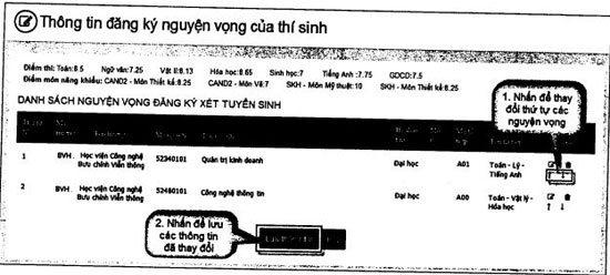 C&aacute;ch điều chỉnh nguyện vọng x&eacute;t tuyển đại học năm 2017 online