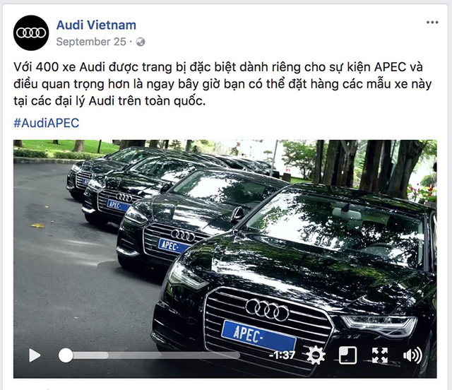 400 xe Audi phục vụ APEC 2017 được b&aacute;n lại c&ocirc;ng khai tại thị trường Việt