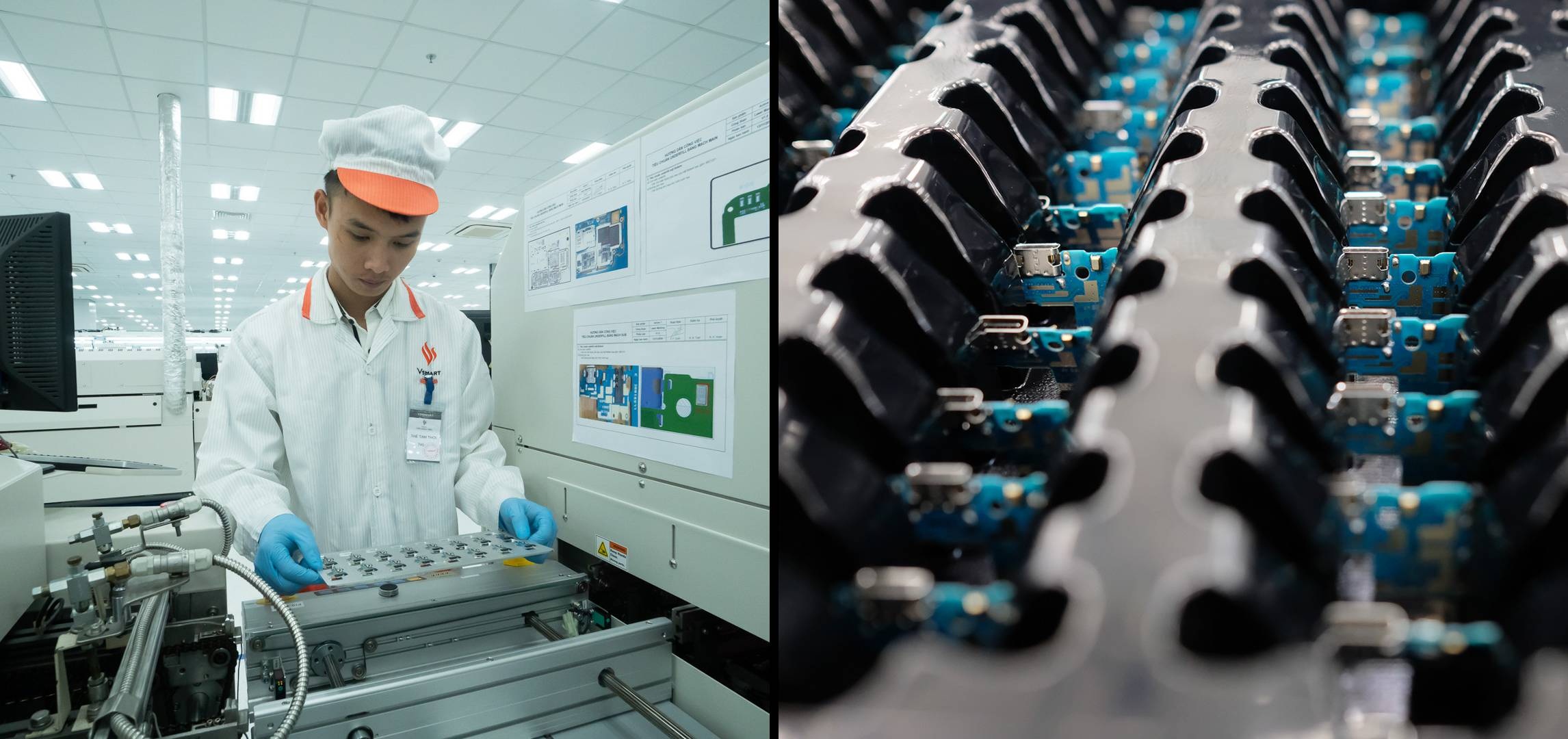 Cận cảnh d&agrave;n robort &ldquo;khủng&rdquo; tại nơi sản xuất điện thoại Vsmart