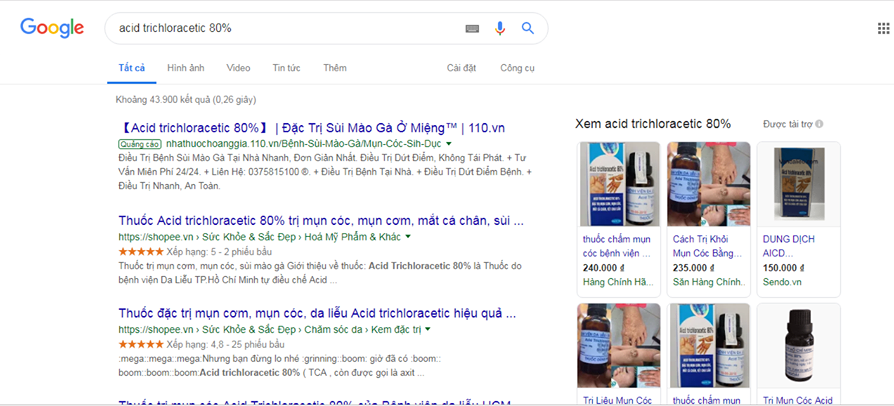 Acid trichloracetic 80% trị mụn c&oacute;c b&aacute;n tr&agrave;n lan: Cẩn thận kẻo &lsquo;rước họa v&agrave;o th&acirc;n&rsquo;