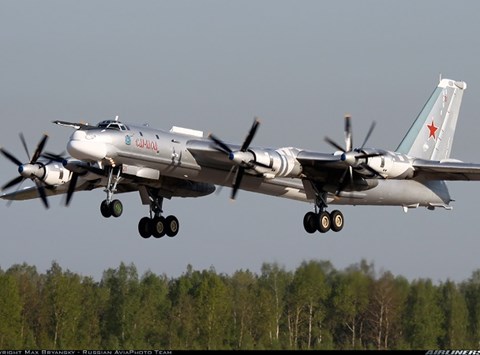 Một chiếc m&aacute;y bay Tu-95MS của Nga. 