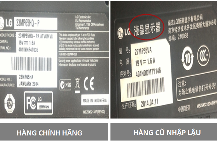 Nhiều m&agrave;n h&igrave;nh m&aacute;y t&iacute;nh k&eacute;m chất lượng được l&agrave;m giả một c&aacute;ch tinh vi. Ảnh: Bộ C&ocirc;ng Thương 