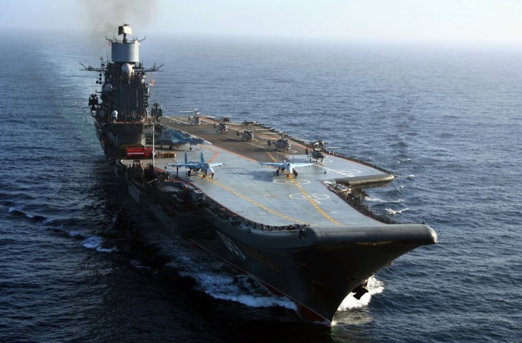  T&agrave;u s&acirc;n bay Kuznetsov l&agrave; chiếc duy nhất c&ograve;n lại đang phục vụ trong lực lượng Hải qu&acirc;n Nga. Ảnh: Kiến Thức