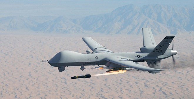 M&aacute;y bay MQ-9 Reaper đ&atilde; ch&iacute;nh thức được n&acirc;ng cấp nhờ trang bị bom th&ocirc;ng minh GBU-38 JDAM. Ảnh: Zing News