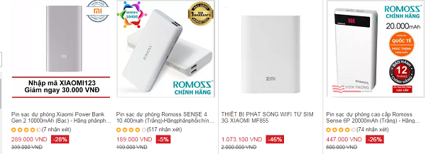 Hiện tr&ecirc;n mạng pin sạc dự ph&ograve;ng được b&aacute;n rất nhiều với gi&aacute; cả kh&aacute;c nhau.  
