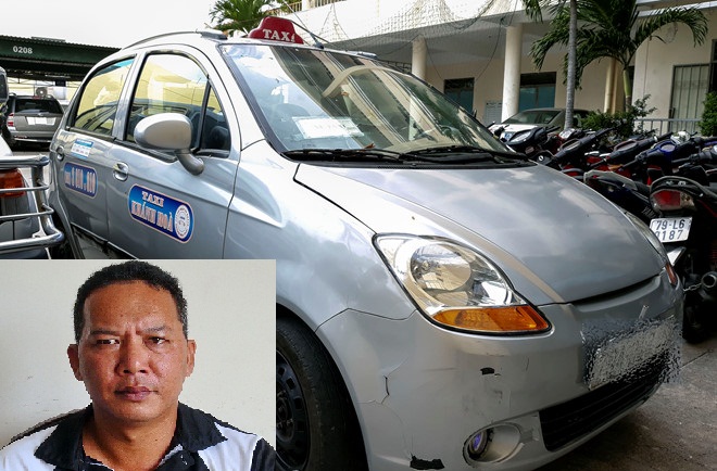  G&atilde; Quất v&agrave; chiếc taxi hắn thu&ecirc; để chặt ch&eacute;m du kh&aacute;ch Trung Quốc. Ảnh: Zing News