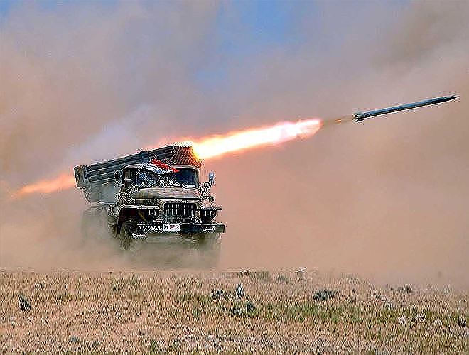  Ph&aacute;o phản lực BM-21 của Syria diệt mục ti&ecirc;u chớp nho&aacute;ng. Ảnh: ANTĐ