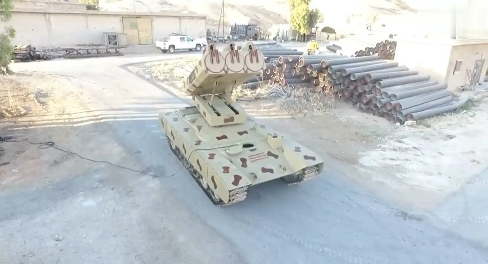 Hệ thống ph&aacute;o phản lực Golan-1000 của qu&acirc;n đội Syria. Ảnh: TTXVN