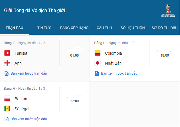 Lịch thi đấu World Cup 2018 h&ocirc;m nay (19/6). Cập nhật: Internet 