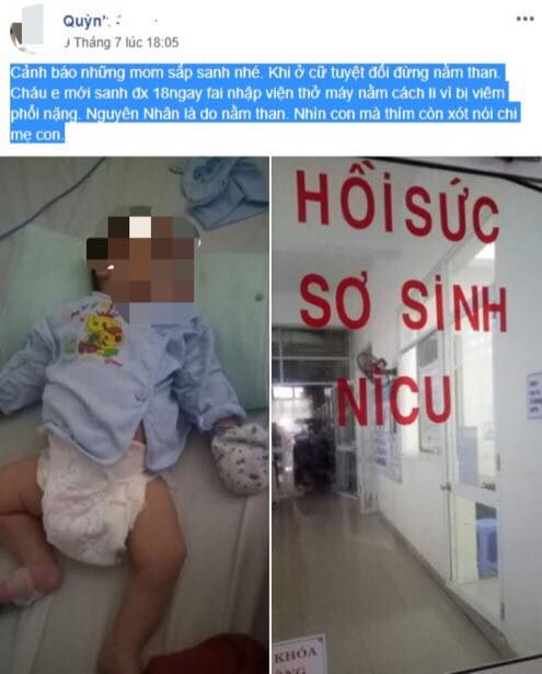  H&igrave;nh ảnh em b&eacute; phải nhập viện được t&agrave;i khoản Quỳnh G chia sẻ tr&ecirc;n trang c&aacute; nh&acirc;n. Ảnh: Facebook