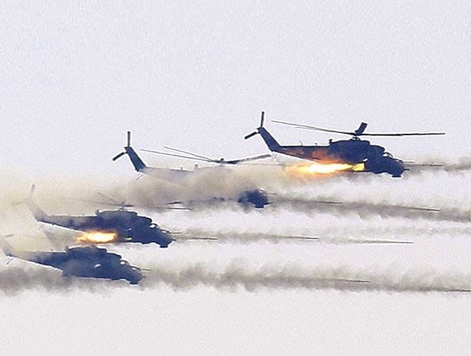 Trực thăng tấn c&ocirc;ng của Nga đang gi&uacute;p Syria chống lại c&aacute;c cuộc tấn c&ocirc;ng từ nhiều đối thủ. 