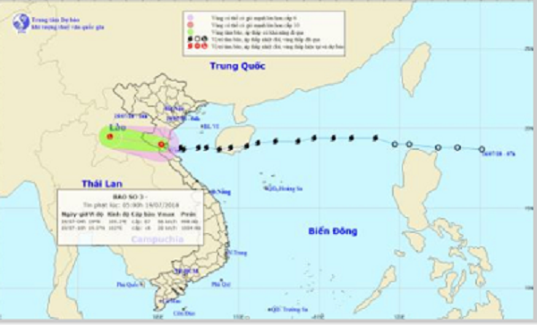B&atilde;o số 3 đ&atilde; suy yếu th&agrave;nh &aacute;p thấp nhiệt đới. 