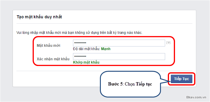 Bước 5: Phần tiếp theo l&agrave; nhập lại mật khẩu mới 
