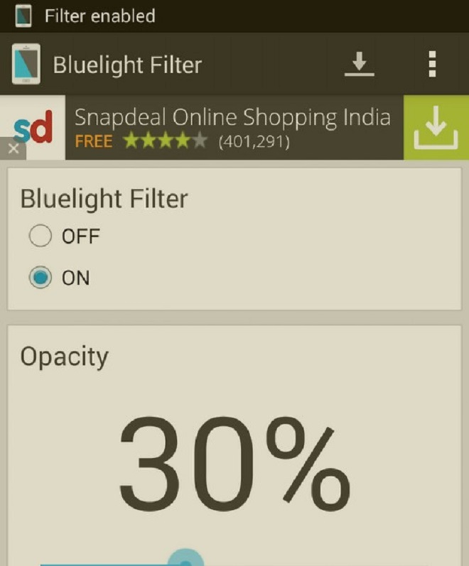 Ứng dụng Blue Light Filter được coi l&agrave; ứng dụng miễn ph&iacute; được nhiều người sử dụng