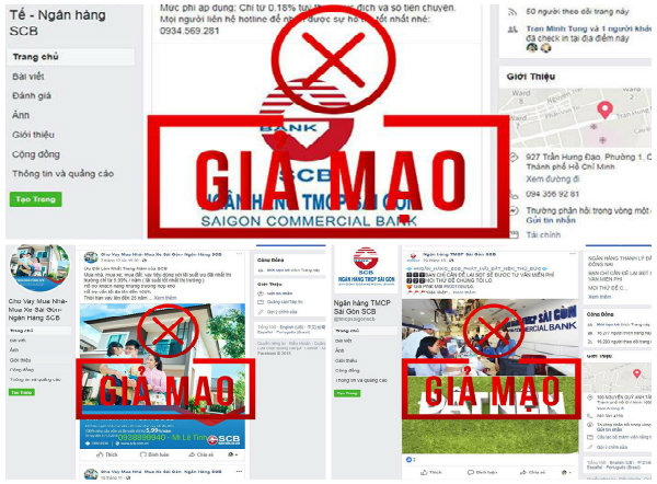  H&igrave;nh ảnh giả mạo fanpage của ng&acirc;n h&agrave;ng SCB để cung cấp th&ocirc;ng tin sai lệch