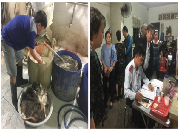 Lực lượng chức năng ph&aacute;t hiện v&agrave; lập bi&ecirc;n bản cơ sở kinh doanh phụ phẩm b&ograve; của b&agrave; Nguyễn Thị Xu&acirc;n