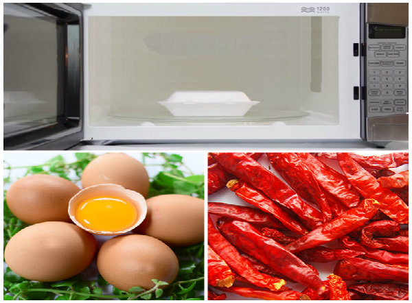  Trứng, ớt kh&ocirc; tuyệt đối kh&ocirc;ng được cho v&agrave;o l&ograve; vi s&oacute;ng