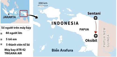 Lược đồ địa điểm m&aacute;y bay Indonesia rơi v&agrave;o chiều 16/8