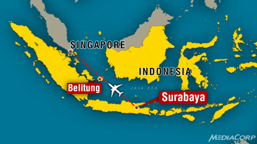 Đồ họa đường bay của m&aacute;y bay AirAsia mất t&iacute;ch từ Indonesia đến Singapore