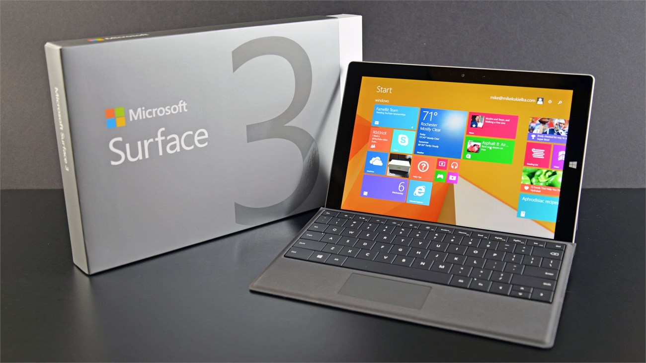 Microsoft Surface 3 c&oacute; thời lượng d&ugrave;ng pin 8 giờ