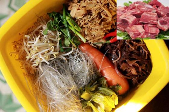Nguy&ecirc;n liệu l&agrave;m m&oacute;n ăn ng&agrave;y Tết miến nấu măng sườn