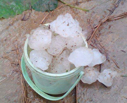 Những cục mưa đ&aacute; to bằng b&aacute;t ăn cơm