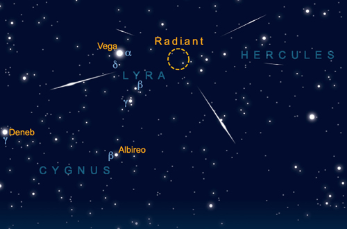 Ch&ograve;m sao Lyra, trung t&acirc;m trận mưa sao băng. Ảnh: Greg Smye-Rumsby/astronomynow