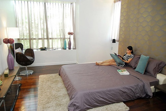 Căn phòng ngủ sang trọng trong căn hộ cao cấp của Cẩm Ly