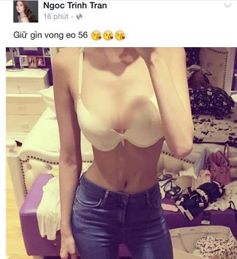 Ngọc Trinh g&acirc;y tranh c&atilde;i khi khoe v&ograve;ng eo con kiến tr&ecirc;n trang c&aacute; nh&acirc;n 