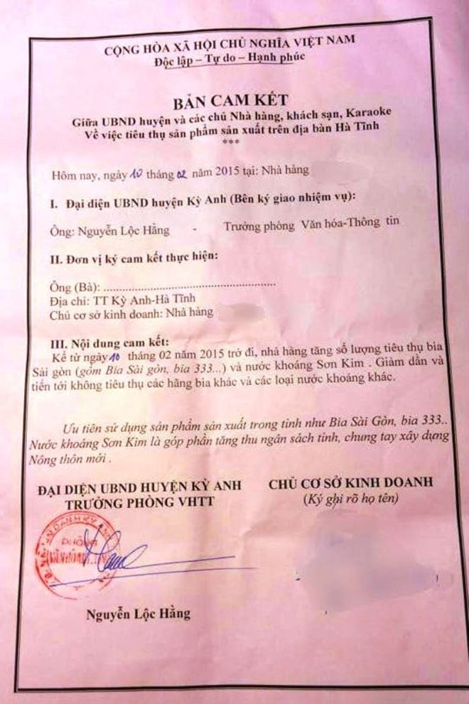 Bộ C&ocirc;ng Thương v&agrave;o cuộc vụ l&atilde;nh đạo H&agrave; Tĩnh &lsquo;&eacute;p&rsquo; d&acirc;n uống bia S&agrave;i G&ograve;n