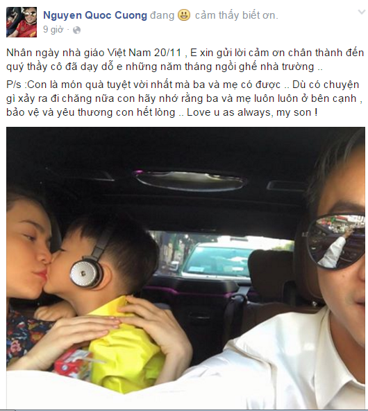 Hồ Ngọc H&agrave; bất ngờ xuất hiện trong status 20/11 của Cường đ&ocirc; la