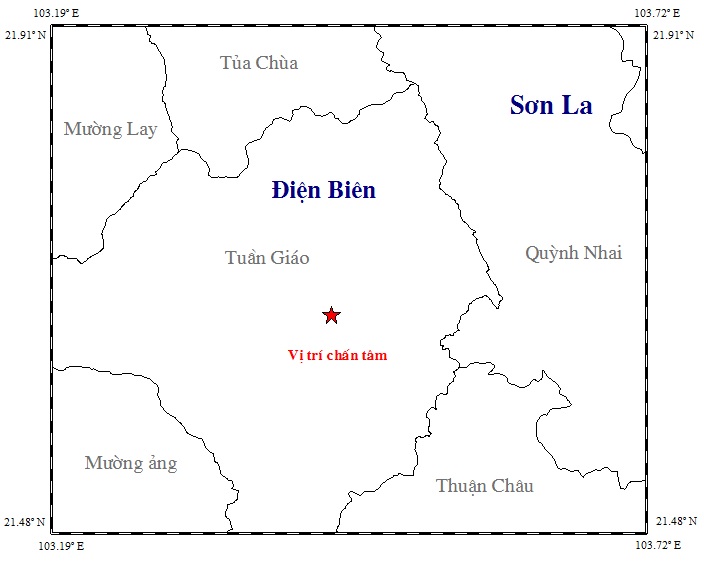Động đất s&acirc;u chấn ti&ecirc;u 14km xảy ra ở Điện Bi&ecirc;n đ&ecirc;m qua