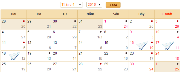 Lịch nghỉ Lễ Giỗ tổ H&ugrave;ng Vương 2016