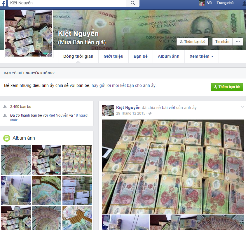 B&aacute;n tiền giả tr&ecirc;n Facebook, một thanh ni&ecirc;n đ&atilde; bị bắt