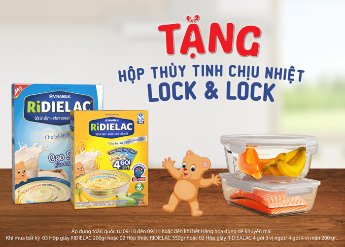 Tặng hộp thuỷ tinh chịu nhiệt cao cấp LOCK & LOCK khi mua Ridielac