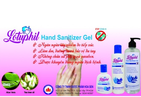 Mỹ phẩm Lotuphil Hand Sanitizer Gel do C&ocirc;ng ty TNHH Dược phấm Hoa Sen sản xuất