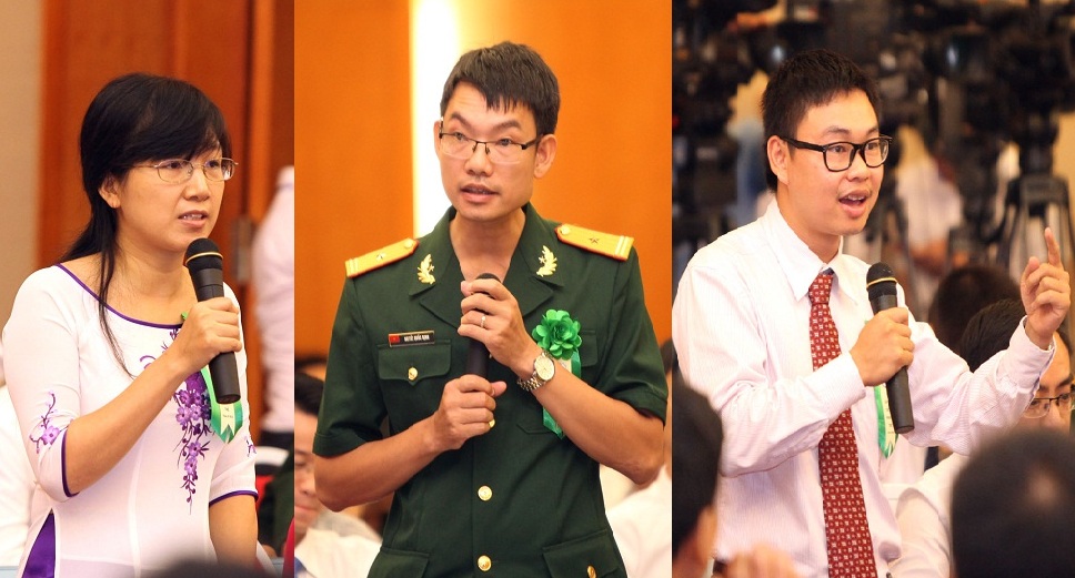 C&aacute;c nh&agrave; khoa học trẻ ti&ecirc;u biểu ph&aacute;t biểu trong Gặp mặt c&aacute;c nh&agrave; khoa học trẻ ti&ecirc;u biểu với Thủ tướng Nguyễn Tấn Dũng