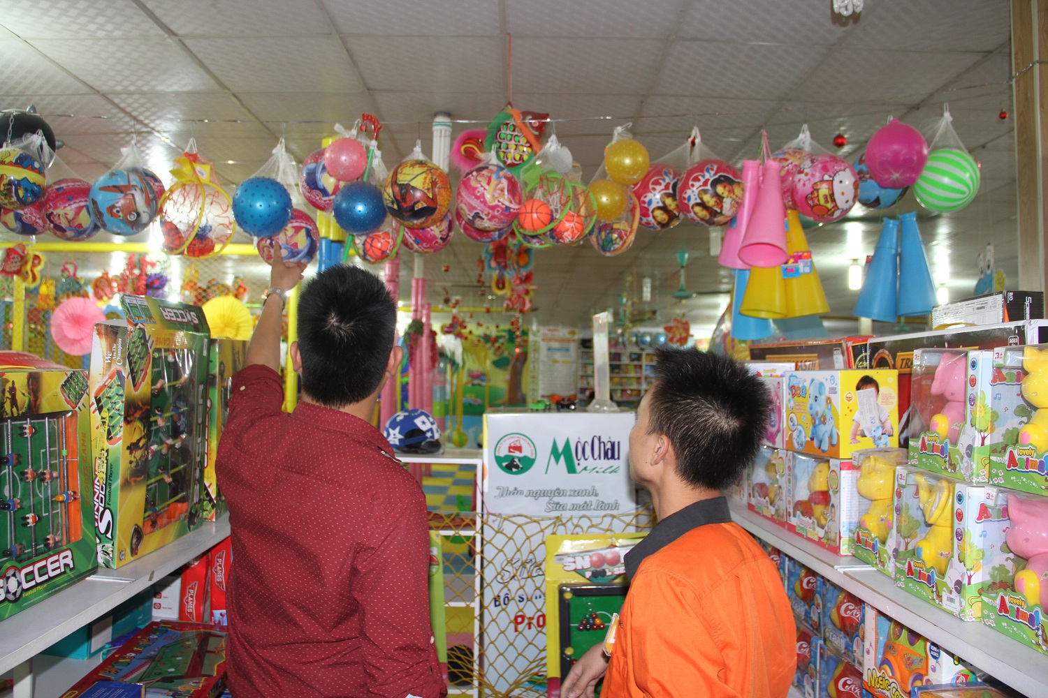 C&aacute;c sản phẩm quả cầu gai bằng nhựa chứa nhiều độc tố, c&oacute; hại cho trẻ em khi d&ugrave;ng cũng được b&aacute;n tại nh&agrave; s&aacute;ch Tiến Thọ