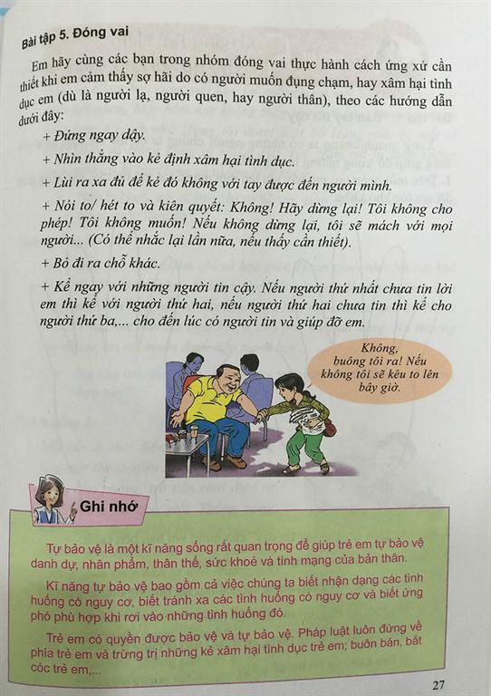 S&aacute;ch dạy kỹ năng sống c&oacute; nội dung phản cảm, sờ v&agrave;o v&ugrave;ng k&iacute;n, x&acirc;m hại t&igrave;nh dục v&agrave; bắt c&oacute;c