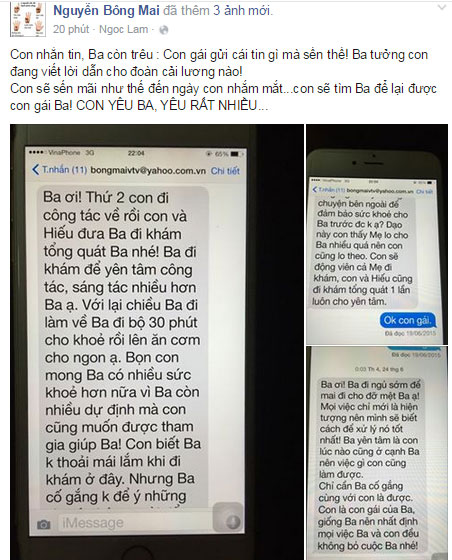 Con g&aacute;i nhạc sĩ An Thuy&ecirc;n chia sẻ những d&ograve;ng tin nhắn gửi cha tr&ecirc;n trang c&aacute; nh&acirc;n