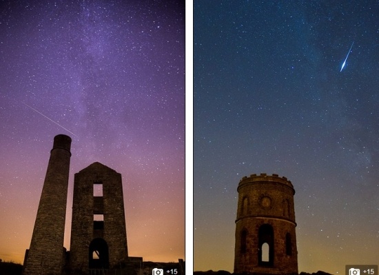 Mưa sao băng Perseids được nhìn thấy ở khu vực Mỏ Magpie tại Bakewell, Derbyshire (hình trái), trong những giờ đầu. Và cũng có hình ảnh rỡ ở Buxton, Derbyshire (ảnh bên phải) Mưa sao băng Perseids được nhìn thấy ở khu vực Mỏ Magpie tại Bakewell, Derbyshire (hình trái), trong những giờ đầu. Và cũng có hình ảnh rỡ ở Buxton, Derbyshire (ảnh bên phải)