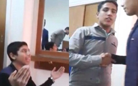 C&aacute;c em học sinh nhại theo khủng bố IS trong clip