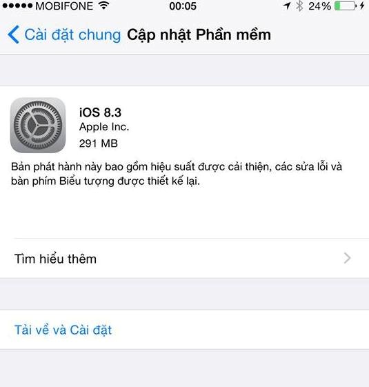Bản cập nhật iOS 8.3 đã được cung cấp tới iPhone, iPad, iPod Bản cập nhật iOS 8.3 đã được cung cấp tới iPhone, iPad, iPod