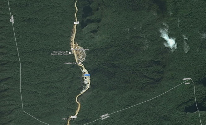 Khu vực cửa khẩu Cha Lo xảy ra vụ nổ xe khách sáng 2/6. Ảnh Google Earth/Tuổi trẻ
