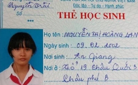 Thẻ học sinh của ch&aacute;u Nguyễn Thị Ho&agrave;ng Lan, nữ sinh 'mất t&iacute;ch' b&iacute; ẩn suốt nhiều ng&agrave;y qua