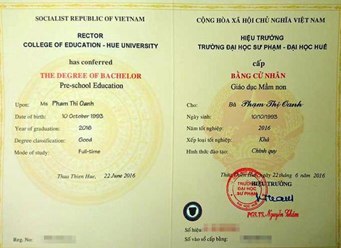 Tấm bằng đại học loại khá Oanh chưa kịp nhận thì bị sát hại. Ảnh Thanh Niên